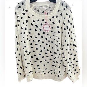 Umgee 2X NWT Women's Black and White Polka Dot Sweater